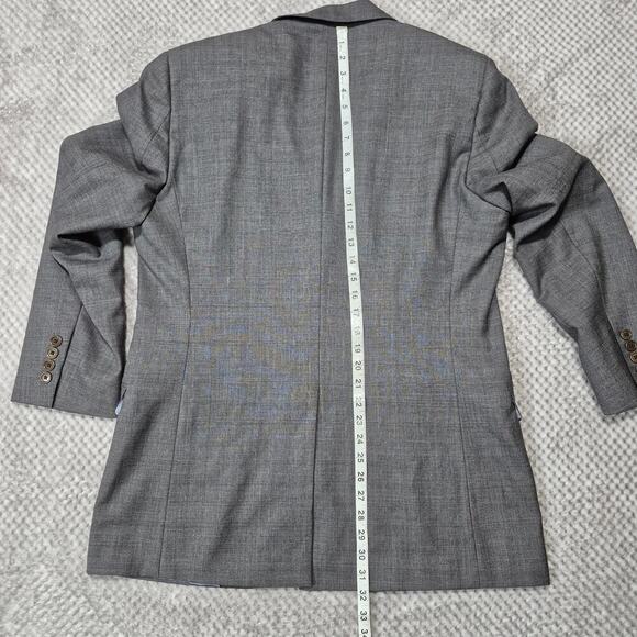 Brooks Brothers Wool Blazer 43L Checked Plaid Sport Coat Gray 2 Button Jacket - Picture 4 of 10